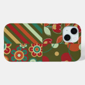 Retro Flowers Daisies Stripes Stippen Pattern Fun Case-Mate iPhone Case (Achterkant (horizontaal))