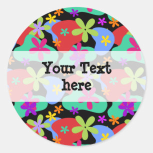 Retro Flowers naadloos gekleurd patroon Ronde Sticker