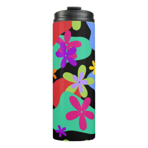 Retro Flowers naadloos gekleurd patroon Thermosbeker