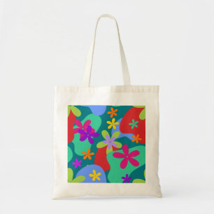 Retro Flowers naadloos gekleurd patroon Tote Bag