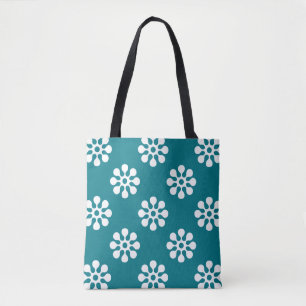 Retro Flowers naadloos patroonwit Tote Bag