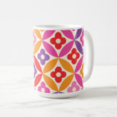 Retro  Flowers on Mid Century Circles Pattern  Koffiemok (Voorkant rechts)