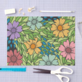 Retro Flowers op grote schaal Multicolf Tissuepapier (Craft)