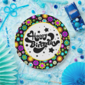 Retro Flowers Papieren Bordje (Feest)