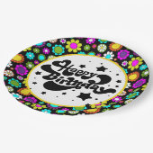 Retro Flowers Papieren Bordje (Gekanteld)