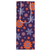 Retro Flowers Schattige Fun 70s Hippie Daisy Patte Wijn Cadeautas (Voorkant)