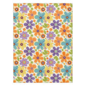 Retro Flowers Sinaasappel Lila en Groen Tafelkleed (Voorkant)