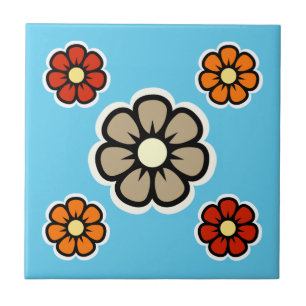 Retro Flowers Tegeltje