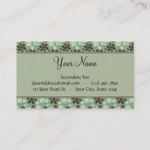 Retro Flowers Zee Green met Stripes en Monogram Visitekaartje