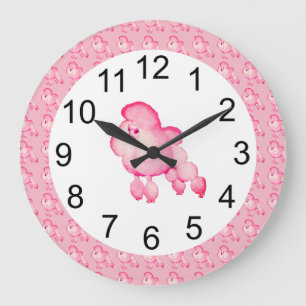 Retro Fluffy Pink Rodle Wall Klok