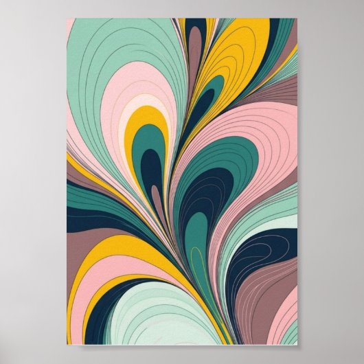 Retro Fluid Abstractionist Wave Poster (Devant)