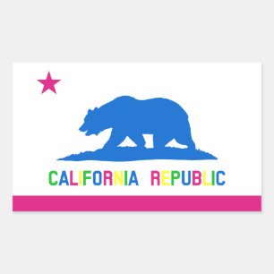 Retro Fluorescerende Kleuren California vlag Rechthoekige Sticker