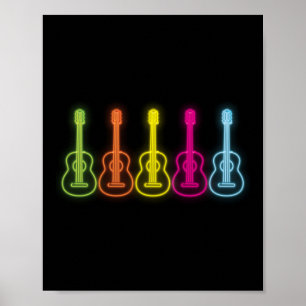 Retro  fluorescerende regenboogspeler poster