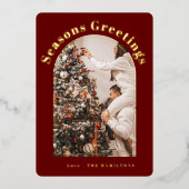 Retro Folie Kerst Kaart | Seizoenen wenskaart (Voorkant)