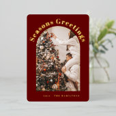 Retro Folie Kerst Kaart | Seizoenen wenskaart (Staand Voorkant)