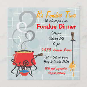 Retro Fondue Party-uitnodiging Kaart