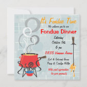 Retro Fondue Party-uitnodiging Kaart (Voorkant)