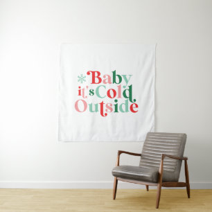 Retro Font Baby Het is koud buiten Kerstmis Wandkleed