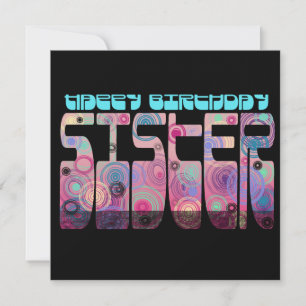 Retro Font Happy Birthday Zuster Colorful Kaart