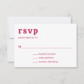 Retro Font Hot Roze Moderne bruiloft RSVP Kaartje (Voorkant)