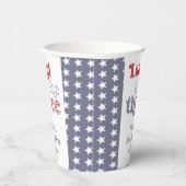 Retro Font Land van het Drie 3e Verjaardagsfeest Papieren Bekers (Rechts)