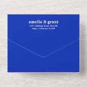 Retro Font Royal Blue QR Code Foto Moderne bruilof All In One Uitnodiging (Achterkant)