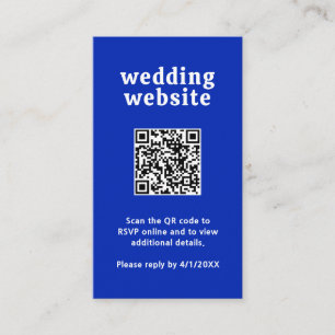 Retro Font Royal Blue QR Code Moderne bruiloft Informatiekaartje