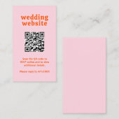 Retro Font Sinaasappel en Roze QR Code Modern Wedd Informatiekaartje (Voorkant / Achterkant)