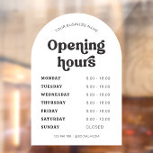 Retro Font Trendy Arch Bedrijfsnaam Openingstijden Raamsticker (Vel 2)
