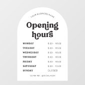 Retro Font Trendy Arch Bedrijfsnaam Openingstijden Raamsticker (Vel)