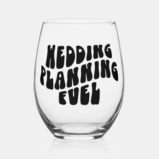 Retro Font Verloving Cadeaus Bruiloft Planning Fun Wijnglas Zonder Voet (Voorkant)