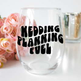 Retro Font Verloving Cadeaus Bruiloft Planning Fun Wijnglas Zonder Voet