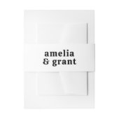 Retro Font Zwart en Wit Moderne bruiloft Uitnodigingen Wikkel (Voorkant Voorbeeld)