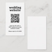Retro Font Zwart en Wit QR Code Modern Wedding Informatiekaartje (Voorkant / Achterkant)