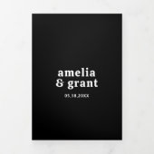 Retro Font Zwart QR Code Foto Moderne bruiloft Drieluik Uitnodiging (Cover)