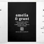 Retro Font Zwart QR Code Foto Moderne bruiloft Drieluik Uitnodiging (Binnenkant midden)