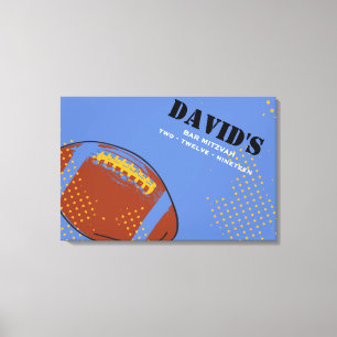 RETRO FOOTBALL Bar Bat Mitzvah Sign In Board Canvas Afdruk