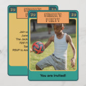 Retro Football Card inspiré Boy Party Invitation (Devant / Derrière)