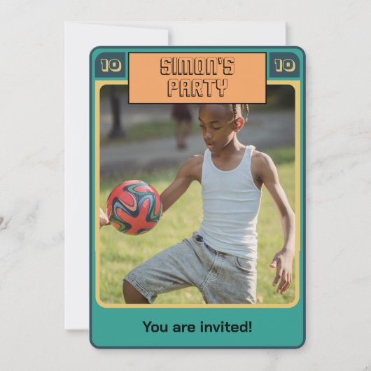 Retro Football Card inspiré Boy Party Invitation (Devant)
