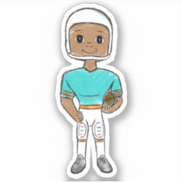  retro football player turquoise sinaasappel sticker