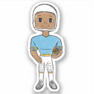  retro football speler blauw geel eenvoudig sticker