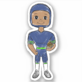  retro football speler blauw groen simpel sticker