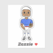  retro football speler blauw wit simpel sticker (Vel)