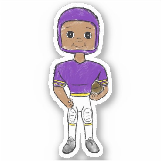  retro football speler paars geel eenvoudig sticker (Voorkant)