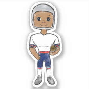 retro football speler rode blauwe grijs simpel sticker