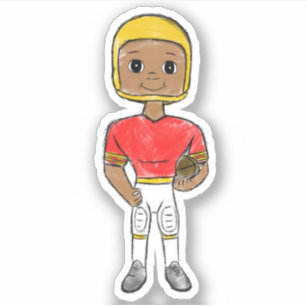  retro football speler rood geel eenvoudig sticker