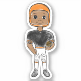  retro football speler zwart sinaasappel simpel sticker