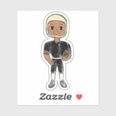 retro football speler zwarte simpele stick sticker (Vel)