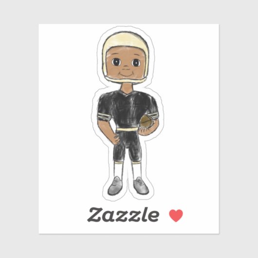 retro football speler zwarte simpele stick sticker (Vel)