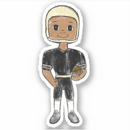 retro football speler zwarte simpele stick sticker (Voorkant)